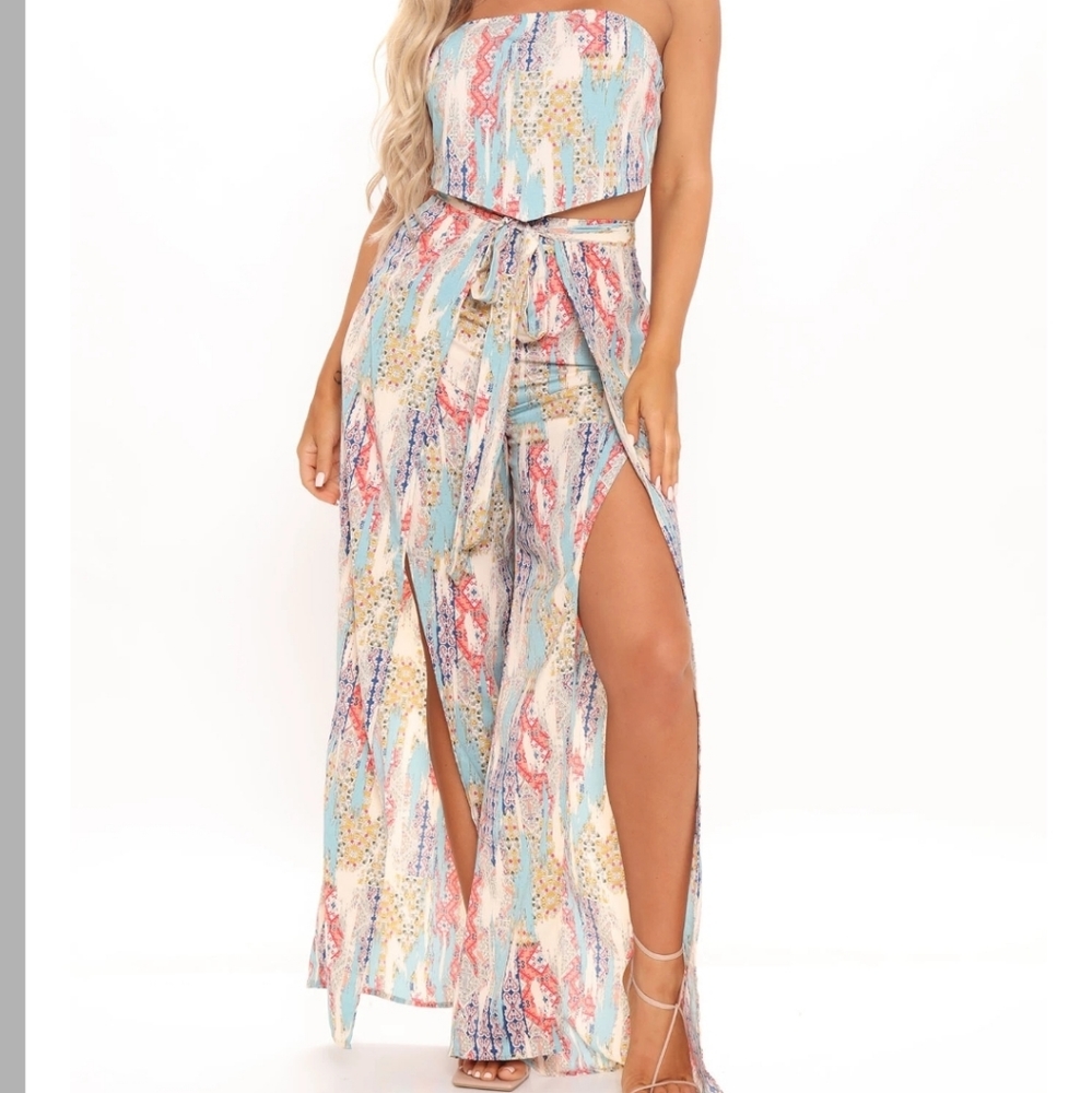 2 pc Slit Pants & Bohemian Crop top set 💛💜